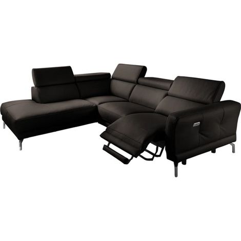 Canapé d'angle relax en 100% tout cuir épais de luxe italien avec relax électrique, 5/6 places DALI, chocolat, angle gauche (1/5)