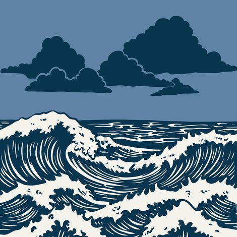 Tableau sur verre vagues stylisées 30x30 cm - Impression sur Verre - Image HD  imprimée sur Verre - Tableau mural décoratif en verre - Finition Brillante - Fabriqué en France (1/5)