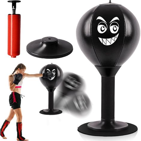 Table de Punching, Sac de Frappe de Bureau, pour Adulte, Mini Sac de Frappe avec ventouses puissantes et Pompe à air, Sac de Boxe pour la Maison et Le Bureau pour soulager Le Stress (1/5)