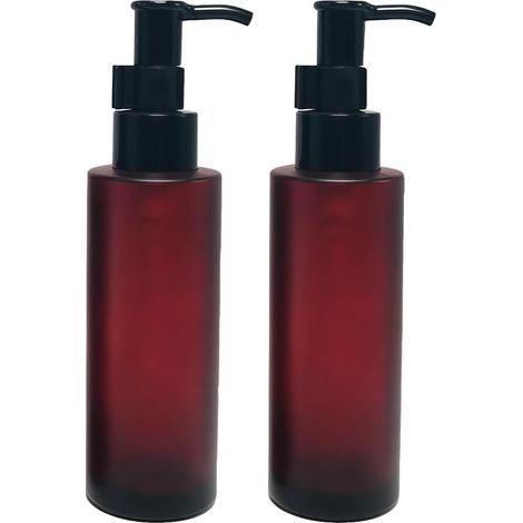 Lot de 2 100ml flacons vides Rechargeables en Verre avec Pompe Noire pour Lotion shampooing (1/5)