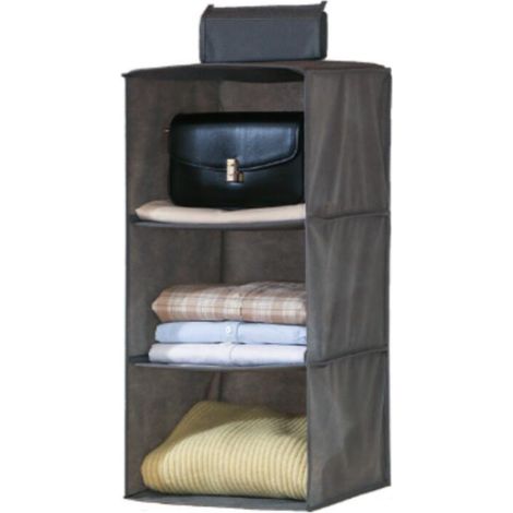 Étagère de penderie à Suspendre, Organisateur de Placard de Rangement Suspendu avec 3 Compartiments, Organisateur Suspendu Pliable et Gain de Place Système de Rangement 60x27x27CM