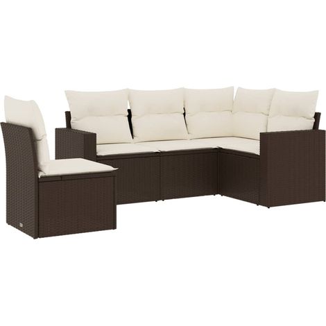 Maison Exclusive - Set comedor de jardín 5 piezas y cojines ratán (1/3)