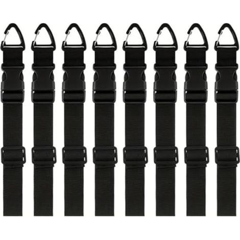 Lot de 8 sangles rangement réglables avec clip triangulaire, robustes pour tuyaux câbles et outils, aide au garage atelier, noir (2,5 x 65 cm) - 2.565cm