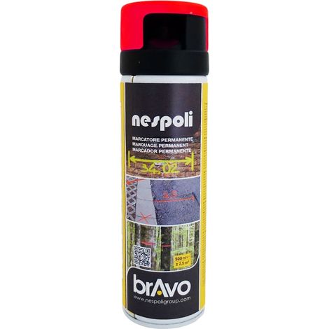 Peinture Aérosol Marquage Permanent NESPOLI - Rouge Fluo (182111) 0,5 L (1/2)