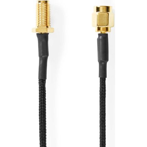 Nedis Antennenkabel / SMA-Buchse / SMA-Stecker / Vergoldet / 50 Ohm / Einzeln geschirmt / 0.50 m / Rund / Geflochten / Schwarz / Box