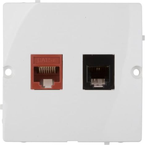 Prise blanche Simon Basic RJ45 Cat.5e + RJ11 BMF5T.02/11