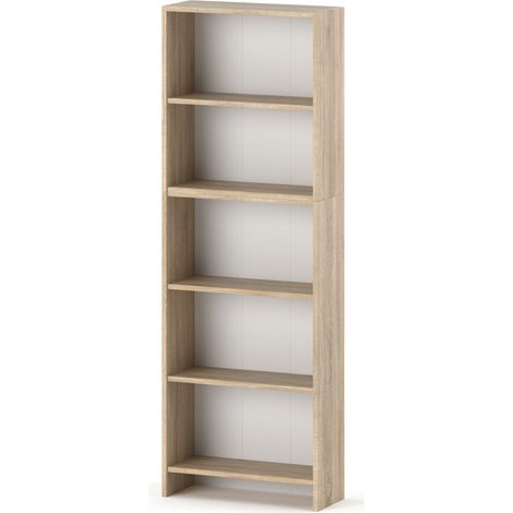Büro-Bücherregal, Sonoma-Eiche, 60 cm, 5 Ablagen, Spielzeug-Bücherregal, Loft