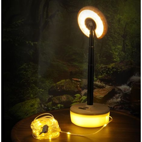 Lampe de Camping Télescopique, Guirlandes Lumineuses Lanterne Camping Portable Recyclable 3 Modes D'éclairage, Lumières Extérieures (1/5)