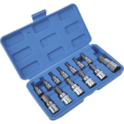 Jeu de douilles embouts mâles hexagonaux carré 1/4 3/8 1/2 pouces entretien auto réparation avec coffret (1/5)