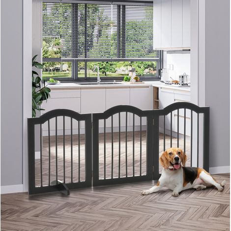Barriera pieghevole per cani a 3 pannelli con piedini, 154,5 x 61 cm, nera DESVIAE (1/5)