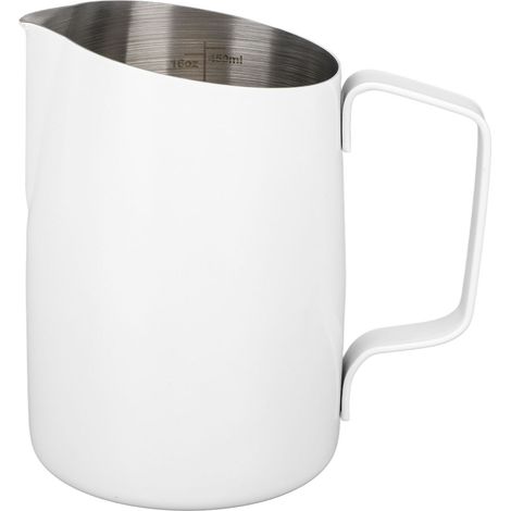 Pitcher à lait 450ml en acier inoxydable 201, idéal pour mousser et chauffer le lait pour café à la maison (1/5)
