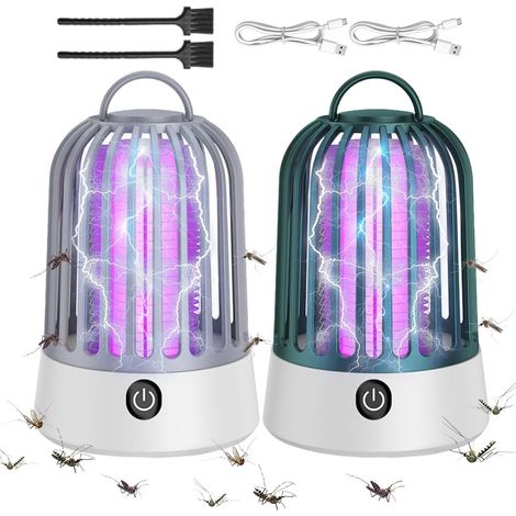 Insecticide électrique, lampe anti-moustiques avec lampe UV, piège à mouches, USB, tue-moustiques haute tension, pour l'intérieur, la chambre et le jardin, lot de 2.