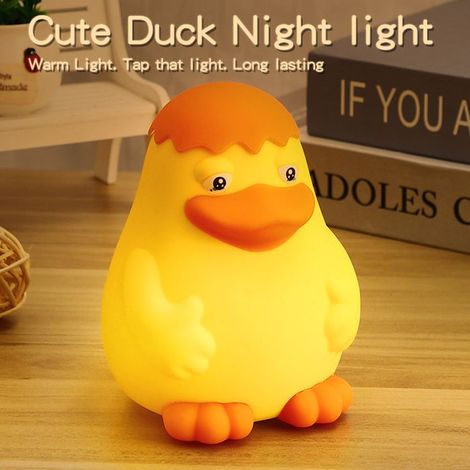 Veilleuse capybara en silicone, lampe tactile animal, alimentation USB, cadeau pour enfants, adorable canard jaune (1/4)