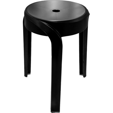 Tabouret de salle de bain STAN, dia. 30 cm, noir (1/3)