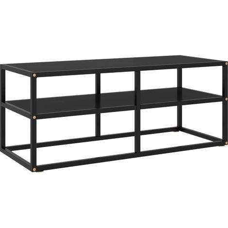 TV Cabinet Black with Black Glass 100x40x40 cm vidaXL (1/5)