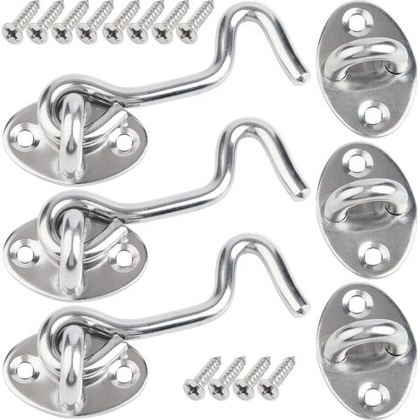 Crochet Porte, 6 Pcs 7.5cm Loquet Porte Exterieur,Crochet Fermeture Porte,Crochet Cabine en Acier Inoxydable,Verrou de Porte Interieure Avec Vis de Montage,Targette de Porte Pour Fenêtre,Grange (1/5)