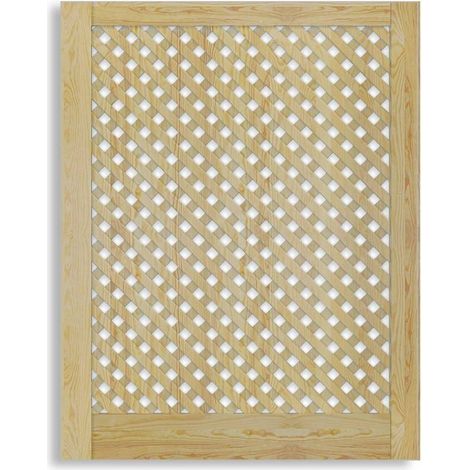 Levigne – Porte de placard croisillon en bois naturel 39,5 x 39,4 cm – Design ajouré pour ventilation – Compatible rail coulissant ou charnières