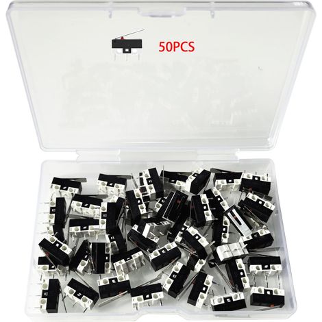 50PCS Micro Switch, Microrupteur Fin de Course, Micro Interrupteurs avec Levier à Longue Charnière AC 1 A 125 V 3 Broches Limite SPDT (1/5)