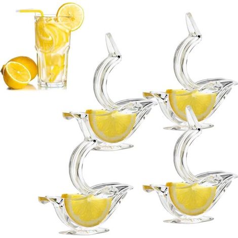 Ensemble de 4 presse-citrons en acrylique transparent en forme d'oiseau pour la cuisine et le bar, idéal pour les agrumes et les cocktails (1/5)