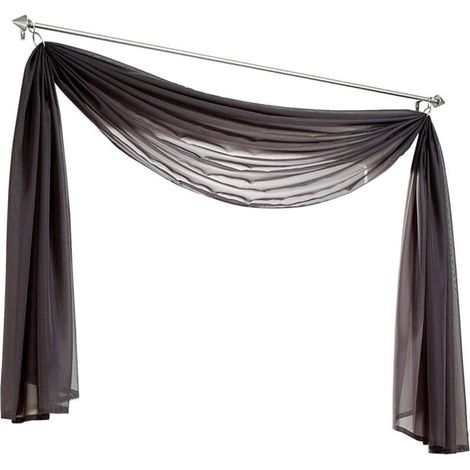 Rideau transversal en voile transparent gris, décoration pour chambre, salon, mariage – 140 x 600 cm–DELKEVIC