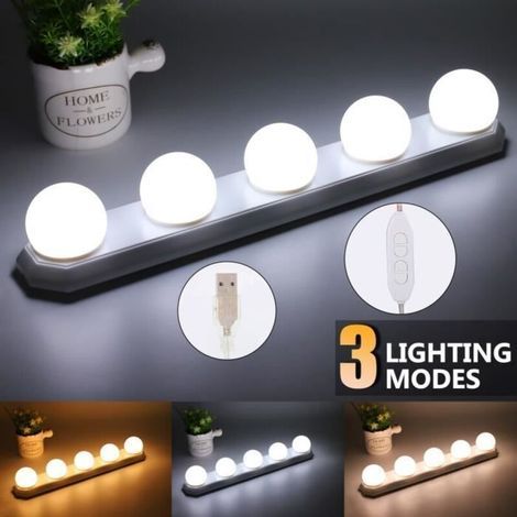 pair 5 LEDs Blanc Super Brilliant Ampoule Lampe Miroir Lumière Maquillage à Ventouse Cosmétique Salle de Bain Portable