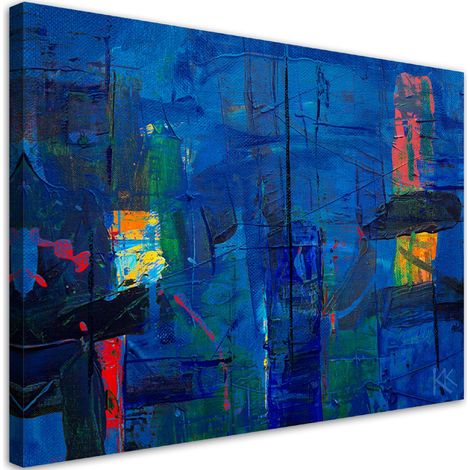 Quadro su tela, Mano di astrazione blu -pinto - 100x70 (1/5)