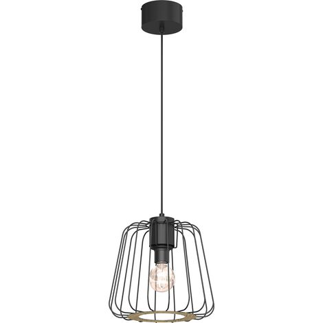 Suspension noire cage métal Trad Luminex E27 15W Ø28cm