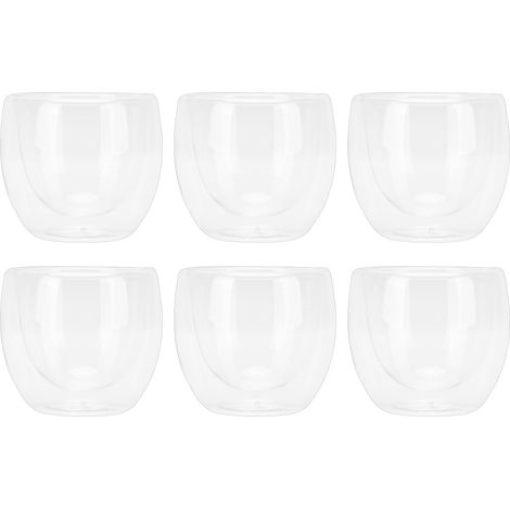 Lot de 6 tasses café double paroi forme œuf verre borosilicate isolé 350ML (1/5)