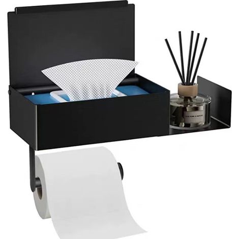Porte-Papier Toilette sans Perçage, avec Boîte Lingettes (1/5)