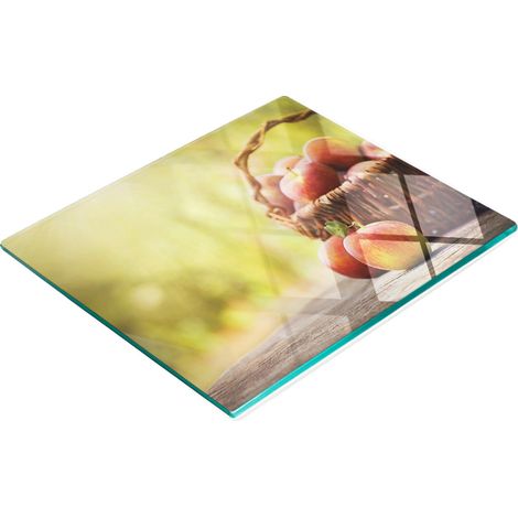 Tagliere da cucina in vetro con cestino decorativo a forma di mela, 60x52 cm (1/5)