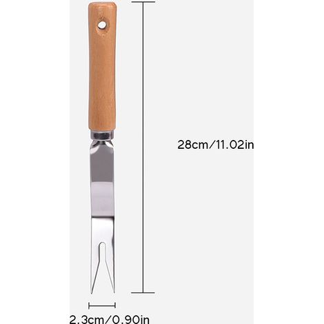 Handunkrautgabel, manueller Unkrautentferner aus Edelstahl mit langen Zinken und ergonomischem Griff (1/5)