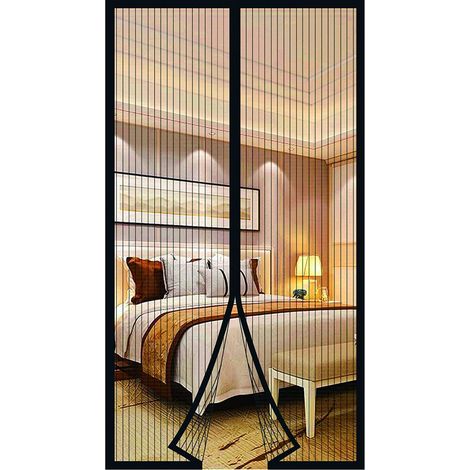 Mosquitera magnética para puertas y ventanas, mosquitera para puertas, mosquitera de lona, mosquitera para puertas correderas de patio, mosquitera magnética sin taladrar (90 x 210 cm, negra) (1/5)