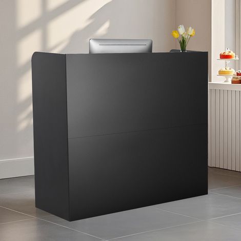 VEVOR Banco Reception 1200 x 480 x 1100 mm Tavolo da Banco Rettangolare, Tavolo di Vendita per Ufficio con Cassetto Chiudibile a Chiave e Armadietto Portaoggetti, per Cassa, Salone di Bellezza, Nero