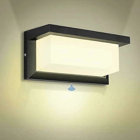 Applique murale extérieure LED avec détecteur de mouvement 18W Blanc chaud moderne IP65 étanche pour terrasse et jardin