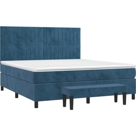 Giroletto a Molle con Materasso Blu Scuro 160x200 cm in Velluto vidaXL (1/5)