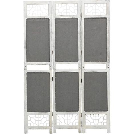 Paravento divisorio 3 pannelli 105 x 165 cm tessuto grigio e MDF DEC030763
