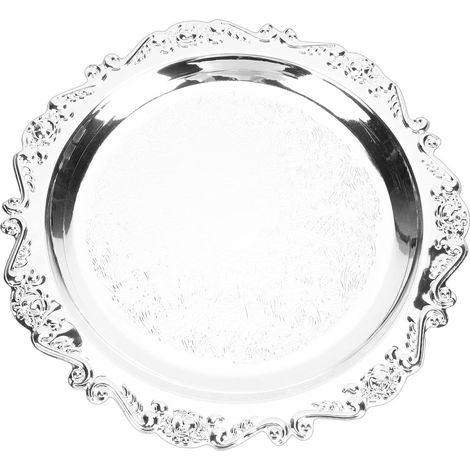 Plateau de Service gravé Floral, Plateau Décoratif élégant Miroir pour Collations Fruits, Design Vintage 25 Cm pour Les Fêtes et Un Usage Domestique (20cm) (1/5)