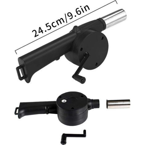 pair Ventilateur pour barbecue, souffleur pour gril, ventilateur à manivelle, souffleur d'air pour barbecues à charbon, extérieur, pique-nique, camping, outil de cuisine