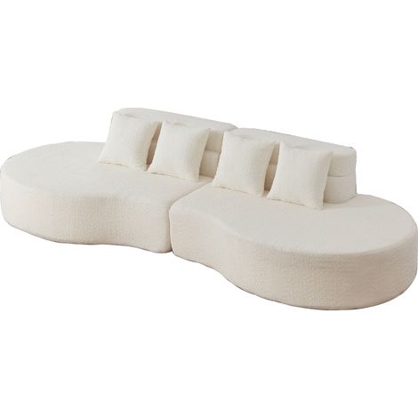 Divano modulare in schiuma 310 cm beige, 2 pezzi, sfoderabile in ciniglia (1/5)