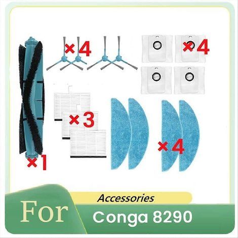 16 pièces pour robot aspirateur Conga 8290 : accessoires, brosse principale, sac à poussière, pièces de rechange pour nettoyeur de sols. (1/5)