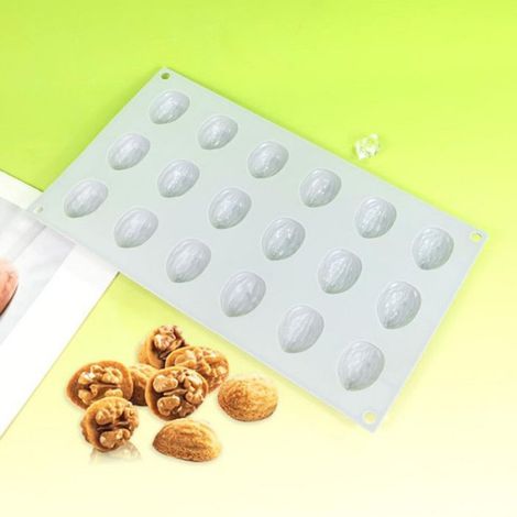 18 Holes Walnut,Moule de silicone, moule de cuisson pour faire du chocolat, gateau, gelée, noix (1/5)