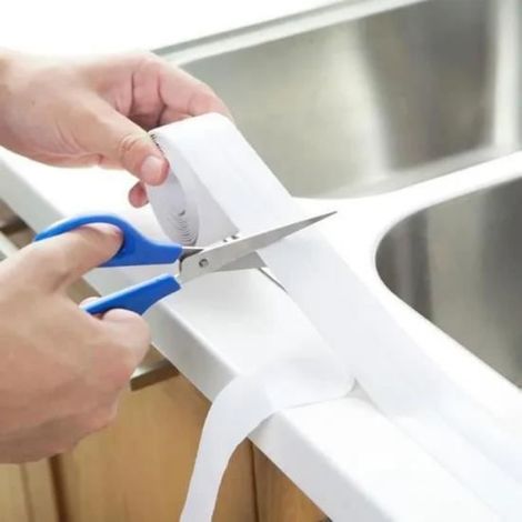 Rouleau de Joints Adhésifs Cuisine et Salle de Bain Épaisseur 3.8cm Longueur 3.2m Blanc (1/4)