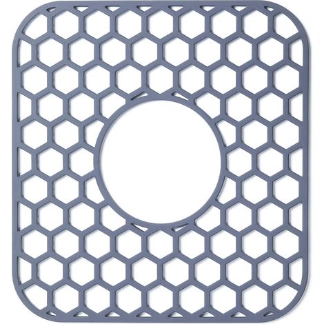 Tapis d'Évier en Silicone Antidérapant,Tapis Fond d'Évier Cuisine avec Trou Central,Protec Évier Cuisine Résistante à la Chaleur,Tapis de Protection pour Ustensiles,Lavable au Lave Vaisselle,29,5x32cm (1/5)