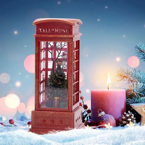 Lanterne - Boîte Téléphonique - Décoration De Noël - 12 X 5 Cm - Alimentation Pile Bouton LR44 - 1 Pièce (1/5)
