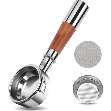 Bottomless 58mm Portafilter, Stainless Steel, Walnut Handle, 2 Ears, For Breville Dual Boiler (1/5)