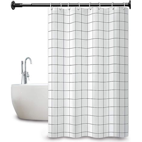 GROOFOO Rideau de Douche avec Conception de Treillis, Lavables, Séchage Rapide Anti-moisissure et Antibactérien pour Douche et Baignoire 180 x 180 cm (71 x 71 inch) (Blanc) (1/4)