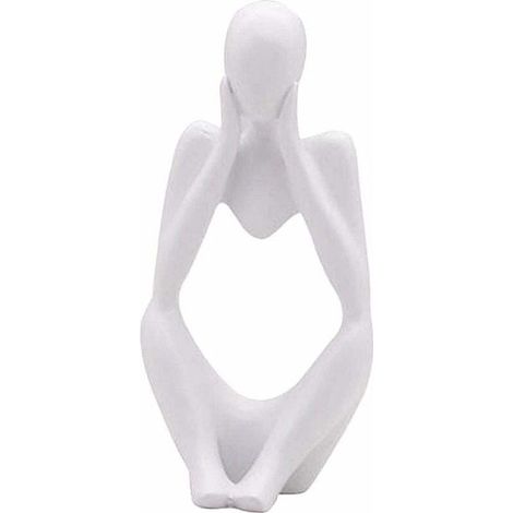 Denker-Statue, abstrakte Skulptur aus Kunstharz, moderne Charakterfigur, Dekoration für Zuhause, Büro oder Schreibtisch, Geburtstagsgeschenk, Weiß
