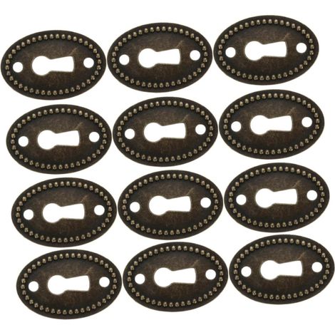Lot de 12 plaques ovales décoratives vintage pour serrures (1/5)