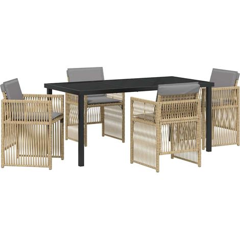 Ensemble de salle à manger pour jardin 5 pcs,Salon de jardin Beige Poly rotin CFW43947 (1/5)
