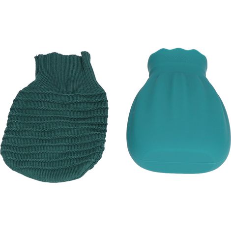 Bouillotte en silicone, antidéflagrante, avec housse tricotée, 550 ml, verte (1/5)